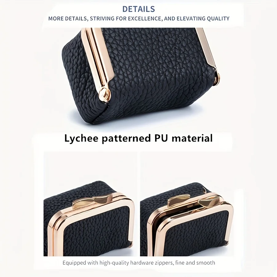 New Design PU Mini Coin Purse, Solid Color Kiss Lock Jewelry Bag Ring Bag  Earphone Bag Casual Style Women's Small Storage Bag