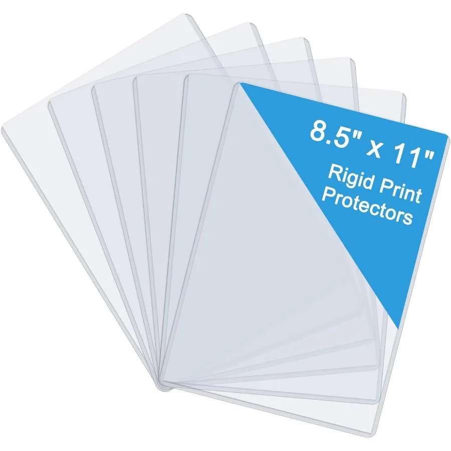 

6 Pack 8.5 x 11 Rigid Print Protectors Clear Waterproof Hard Plastic Page Sheet Protectors Paper Sleeves Photo Plastic Sleeves