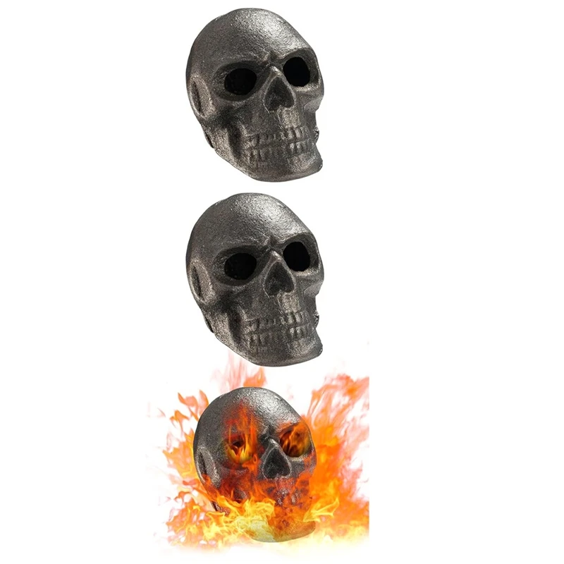 ABTO-3PCS Lava Skull Rocks Skull For Fire Pit Skeleton Fire Pit Heads Halloween Skull Shaped Fire Stones
