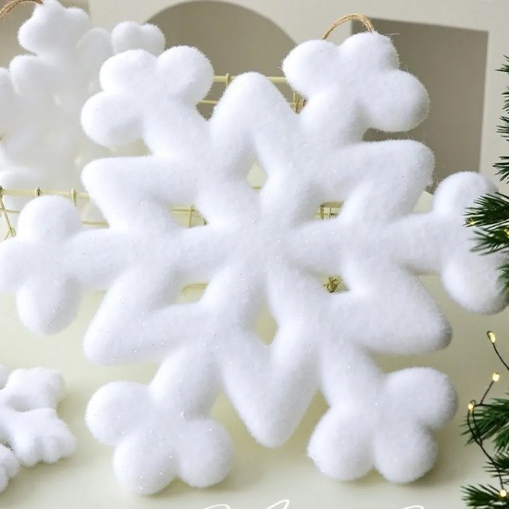 White Christmas Snowflake Pendant Flocking Simulation Artificial Christmas Snowflake Realistic Christmas Tree Decoration