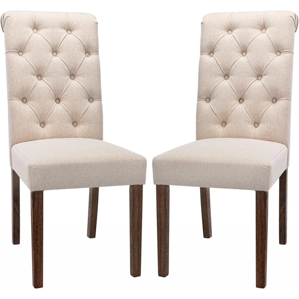 Tufted Dining Room Chairs Set of 2, Accent Parsons Diner Chairs Upholstered Fabric Side Stylish Kitchen Chairs