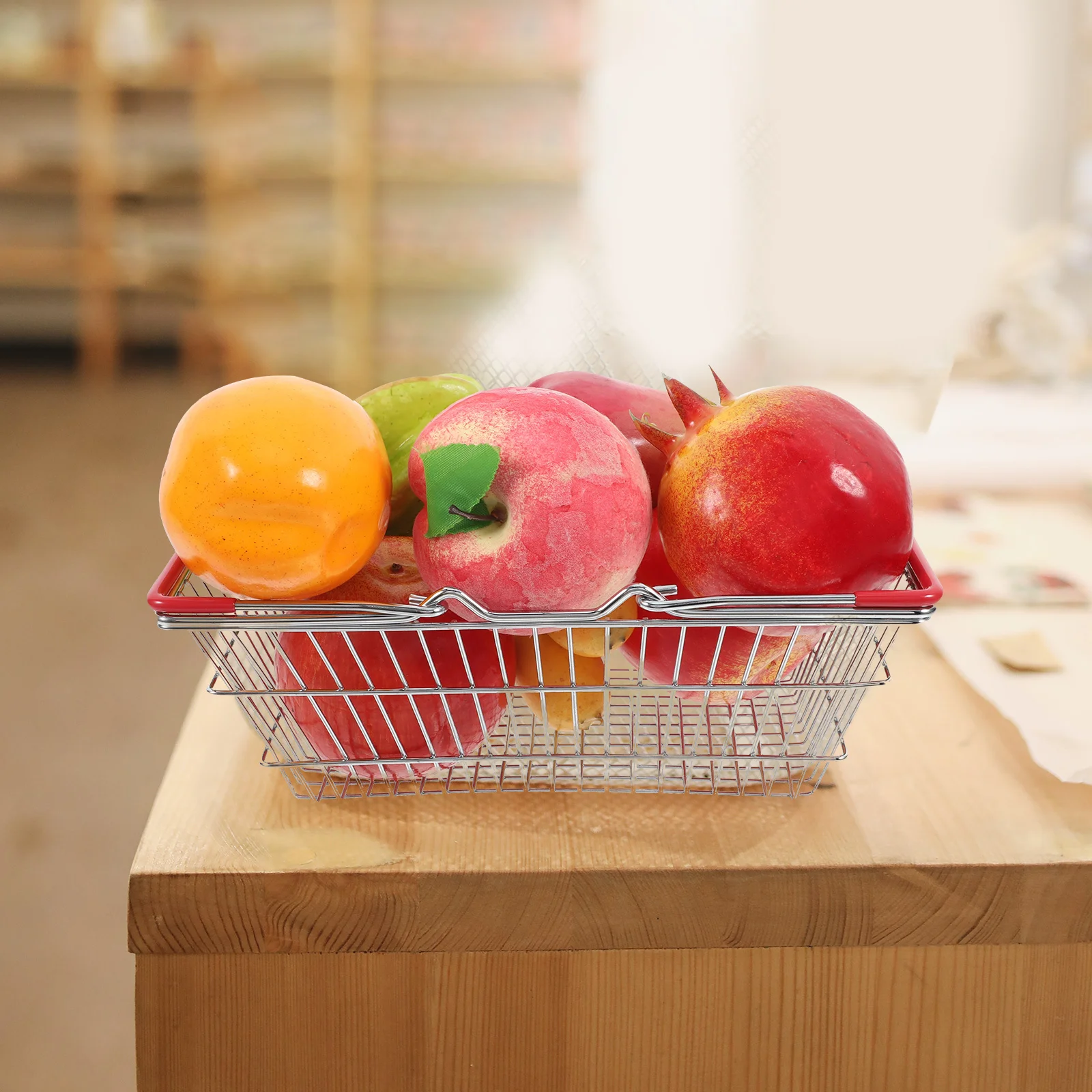 سلة تسوق صغيرة للأطفال عربة بقالة حديدية متينة سلة صغيرة مقبض الأطفال عربة اليد تخزين الفصول الدراسية التظاهر اللعب