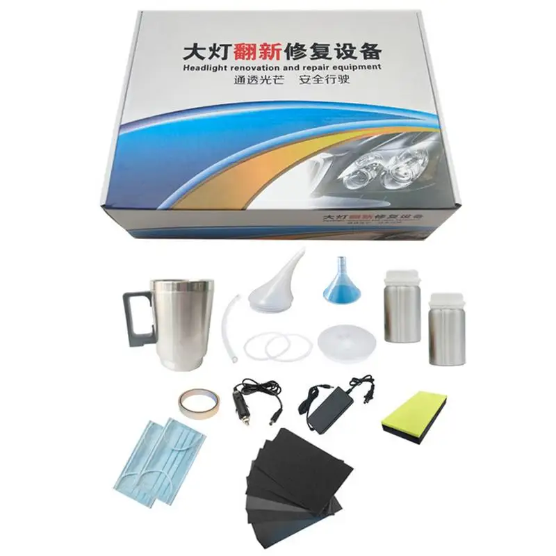 Headlight Restorer Kit Headlamp Cleaning Restores Brightness Set Car Care Restoration For Long Lasting Protection Includes