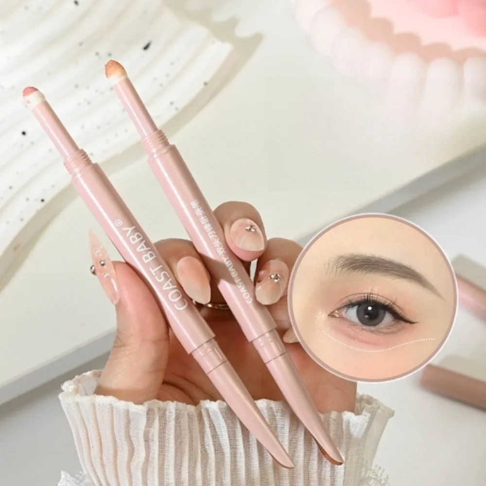 Waterproof Double-Ended Eyeliner Pencil Creamy Smooth Long-Lasting Gel Eye Liner Pen Eye Brightener with Brush Eyeshadow Pencil