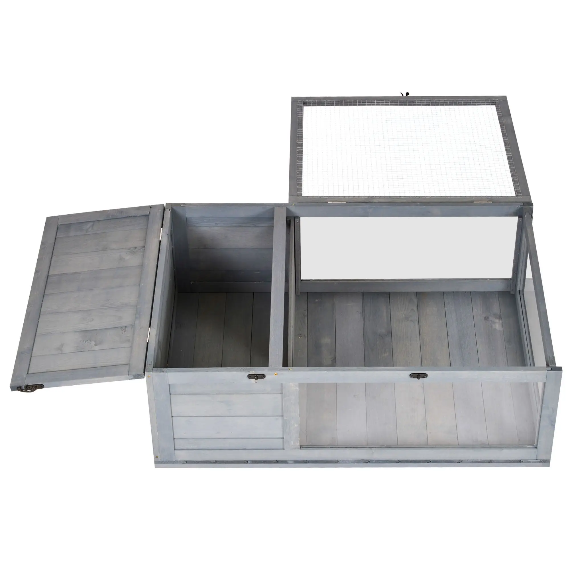 Outdoor reptile enclosure for lizards and geckos, wooden turtle house and indoor habitat, grey, suitable for amphibians
