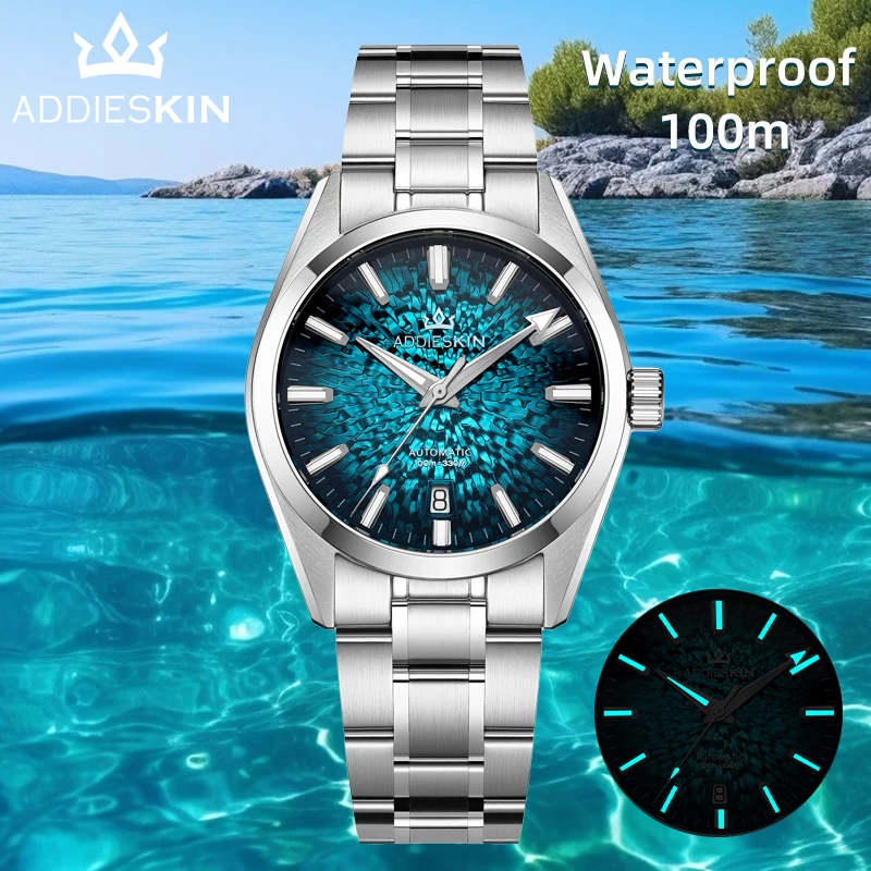 

AddiesKin Watch For Men K003 BGW9 Blue Luminous 10Bar Waterproof Sapphire Glass 316L Stainless Steel Mechanical Automatic Watch