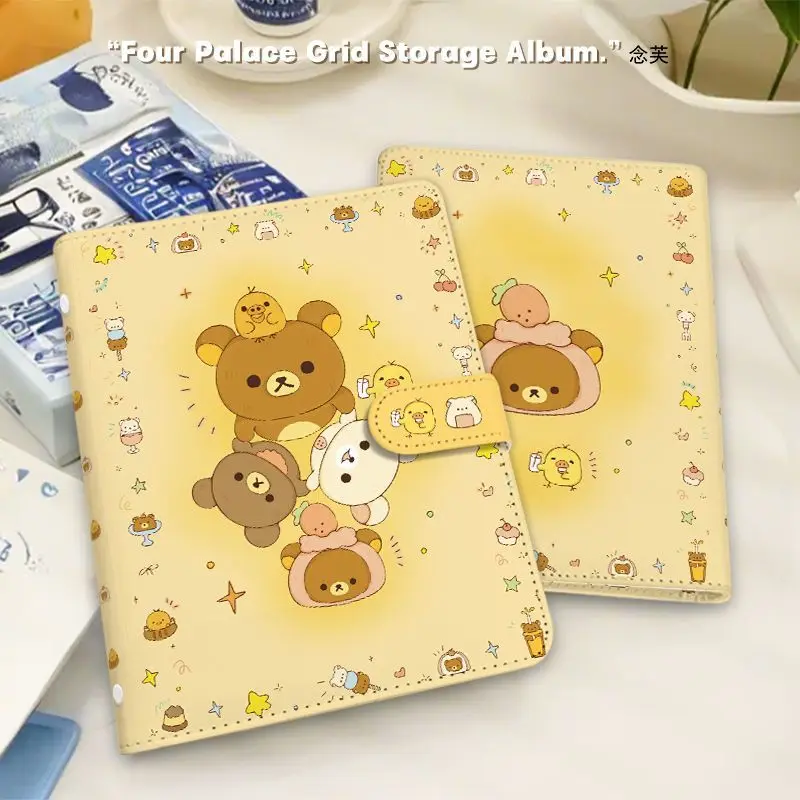 

Kawaii Rilakkuma Storage Card Book 3-inch 5-inch PU Loose Leaf Notebook Student Idol Waterproof Photo Storage Girl's Gifts Toys