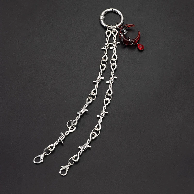 New 1pc Retro Gothic Punk Detachable Double Thorn Shoe Decor Chain Easy-Release Buckle Mechanism Ideal DIY Fashion Accessory