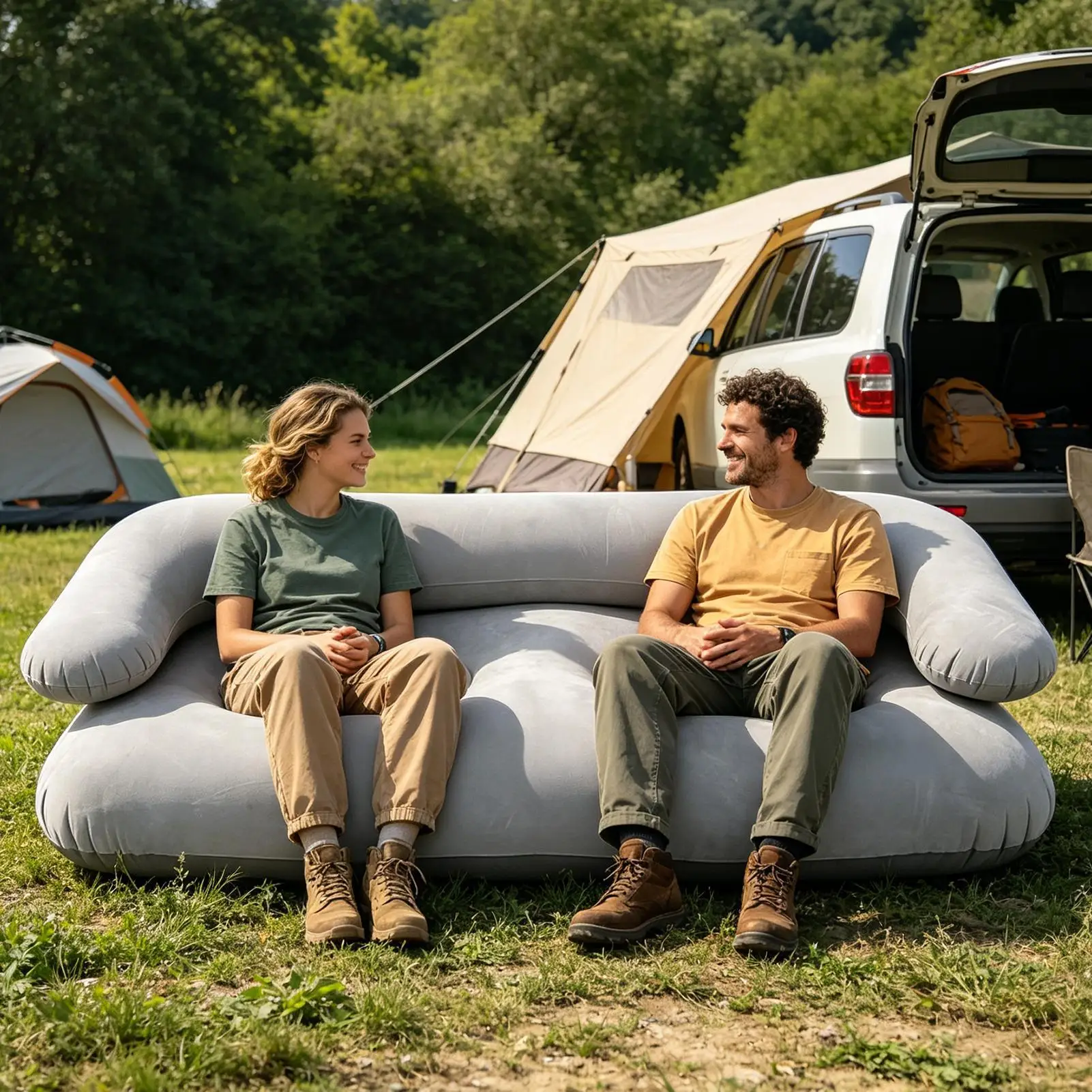 Inflatable Couch For Camping 2-Seat Waterproof Furniture With Armrest Air Sofa For Living Room Travel Picnic Backyard Beach image 4