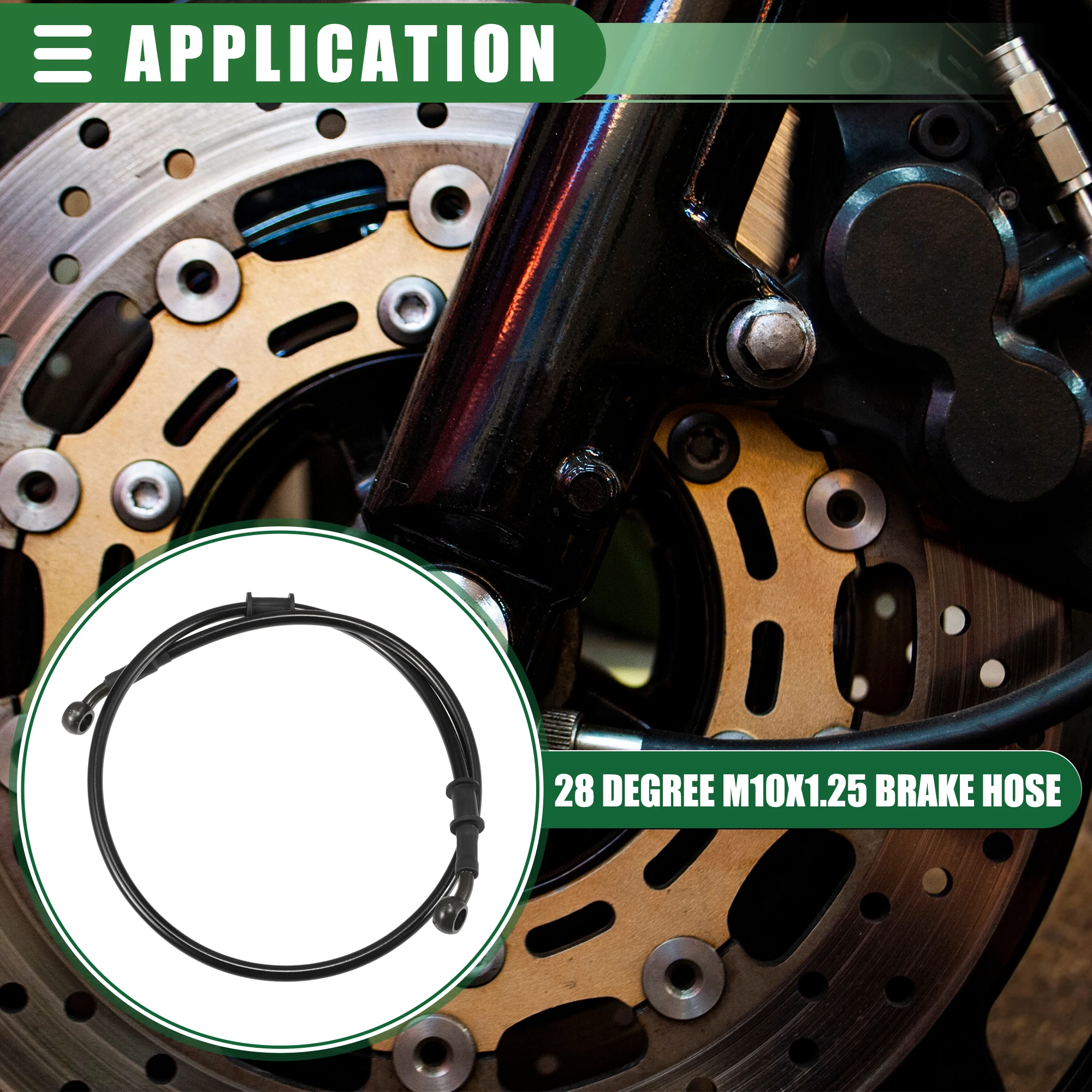 Motoforti 90 cm Motorrad geflochtener hydraulischer Bremsleitung Ölschlauch Schwarz Armeegrün 1 Set – Detail 16