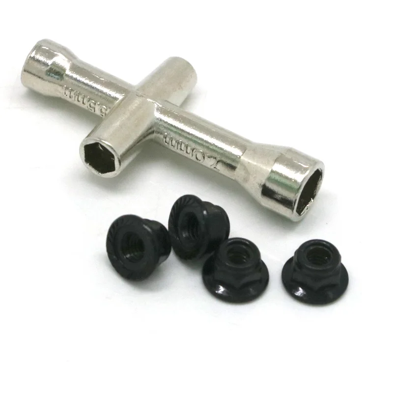 Aluminum 12mm Hex Hubs Wheel Adapters 7mm Thickness M4 Flanged Lock Nuts Cross Wrench for Traxxas 1/10 Stampede Slash 4x4 RC Car