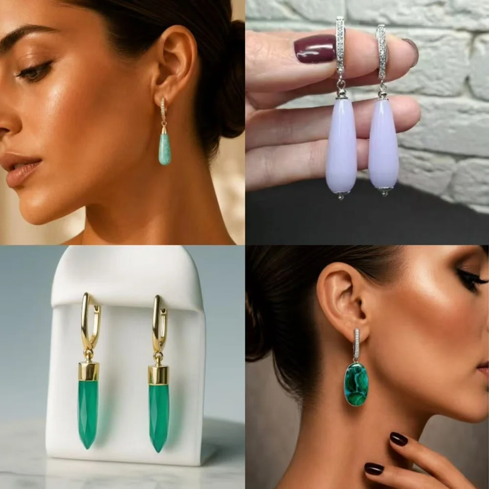 YANASI NEW 4 Colors 18K Gold Plated Brass Metal Earwires,Earring Fixtures,Inlaid Zircon Earring Hooks,Earring Making Supplies