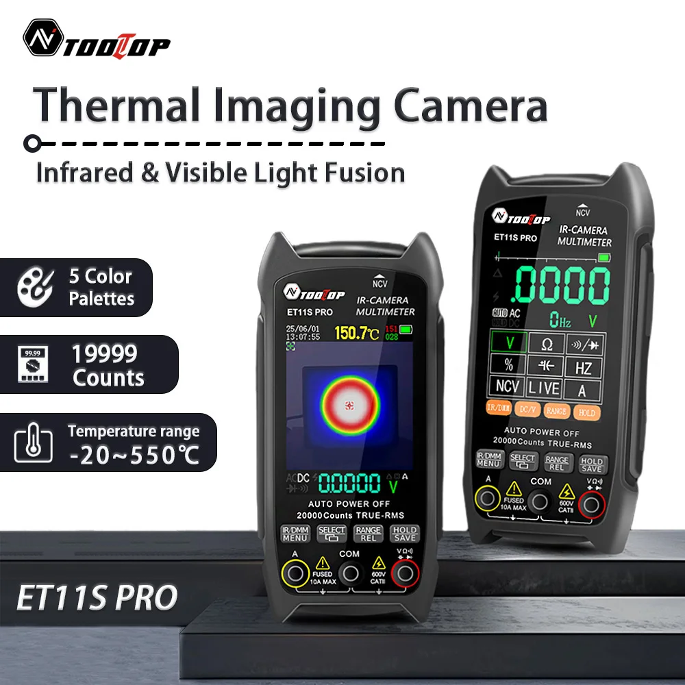 TOOLTOP ET11S PRO กล้องถ่ายภาพความร้อน 32*32 ความละเอียดการติดตามอุณหภูมิ 19999 นับทรูอาร์เอ็มเอสมัลติมิเตอร์เครื่องมือช่างไฟฟ้า