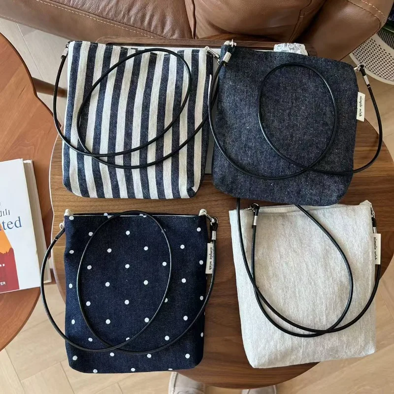 

Художественная полосатая сумка через плечо, винтажная джинсовая маленькая сумка на слинге для женщин, винтажная минималистичная сумка на плечо для телефона, bolsas de mujer