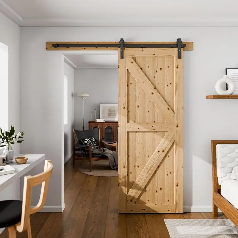 Antique Style Modern Simple Design Sliding Interior Door Single Interior Sliding Barn Door