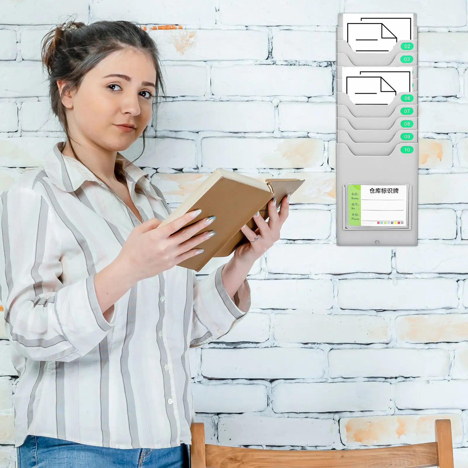 Material Card Rack Punch Holder for Factory Expandable Pocket Employees Pp with Label