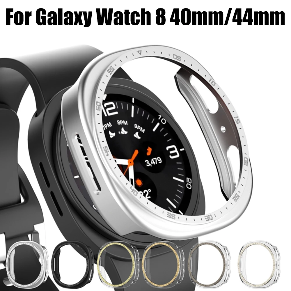 Hohl PC Abdeckung Für Samsung Galaxy Uhr 8 44mm Mit Skala Schutzhülle Stoßstange Für Samsung Uhr 8 40mm Lünette Ring Fall 2025