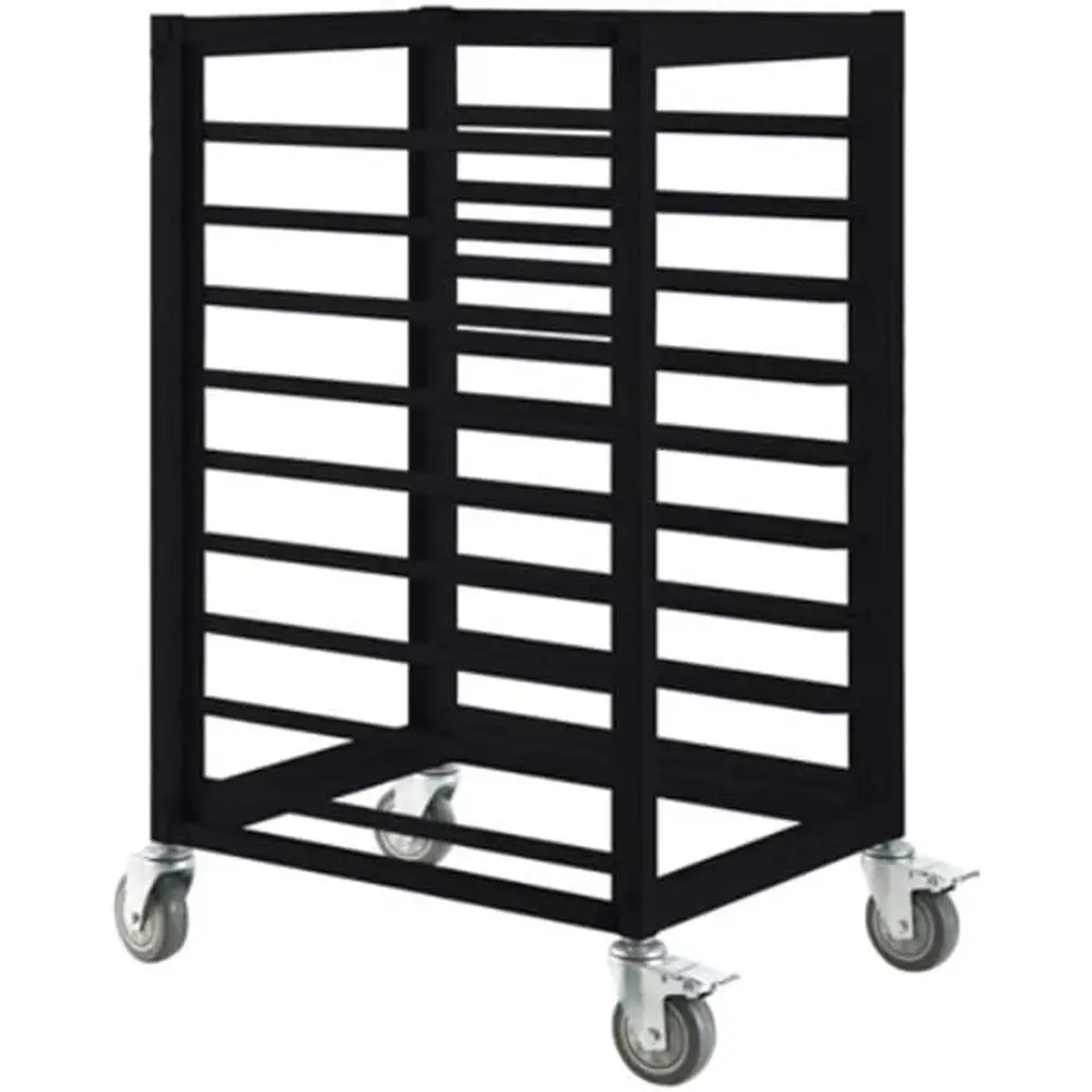 

Movable Stainless Steel Rack Trolley with Wheels for Bakery, Restaurant, and Hotel (Black, 62.5x47x103cm)