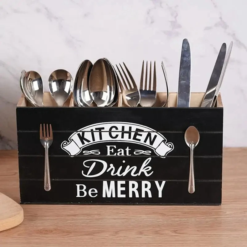 Ложки, столовые приборы, деревянная коробка для столовых приборов, держатель для столовых приборов, кухонная стойка для кухни и дома