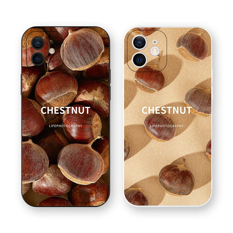 

Funny Plant Chinese Chestnut Silica Phone Case For iPhone 16 15 11 12 14 13 Pro Max Mini X XSMax XR 7 8 Plus SE4 16e Soft Covers