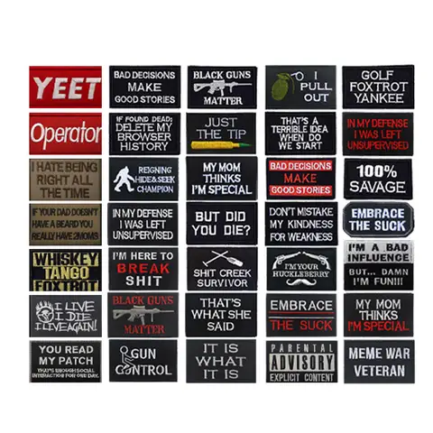 Broderie Alphabet anglais Phrases de motivation motard disant drôle Slogan mots patchs appliqués militaire Chevron bande Badges