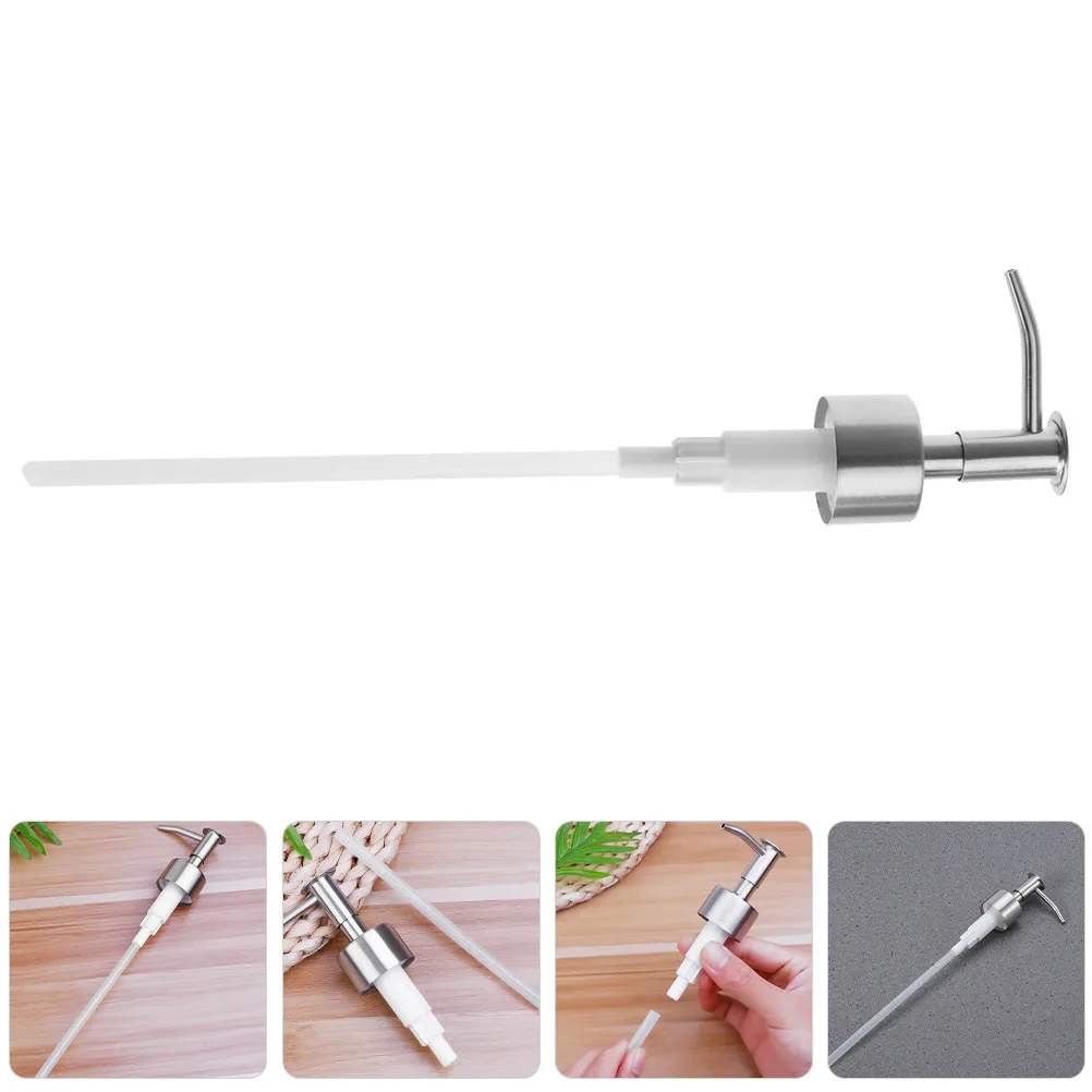 2Pcs Stainless Steel Lotion Pump Replacement Compatible with Soap Shampoo Conditioner Bottle Easy Cut Tube Adjustable Fit