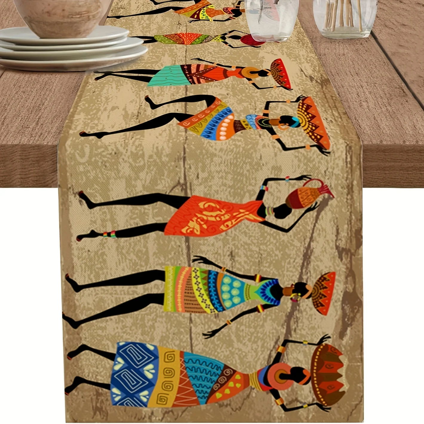 African Women Linen Table Runners Dresser Scarves Table Decor Indian Ethnic Bohemian Table Runners Kitchen Dining Party Decor