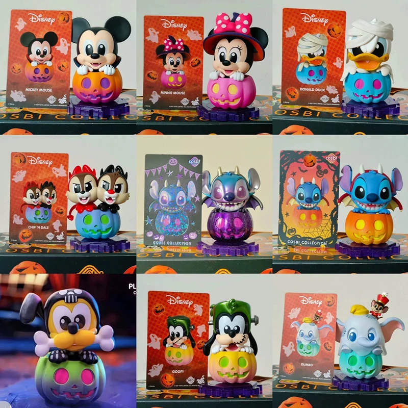 Disney mickey mouse e amigos abóbora série caixa cega kawaii dos desenhos animados ponto mickey figura halloween presentes de natal para crianças