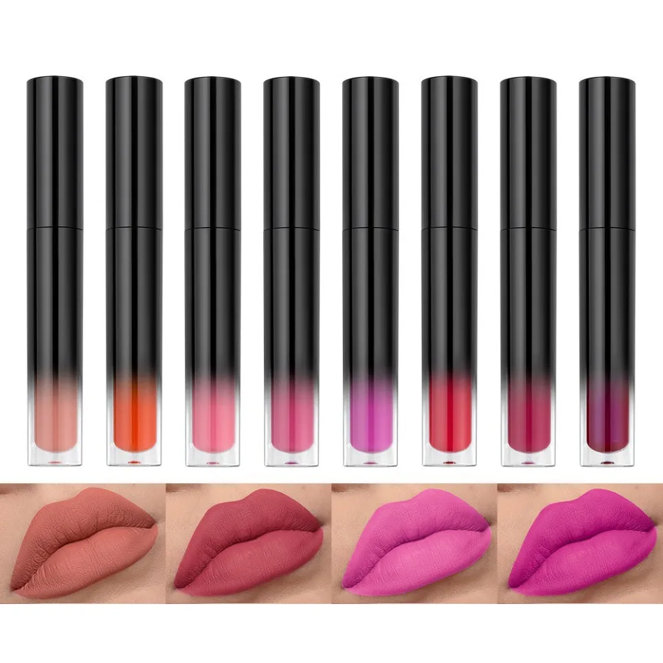 Waterproof Long Lasting Non Stick Cup Lip Gloss Private Label Shine Matte Liquid Lipstick Custom Logo Vegan Makeup Wholesale