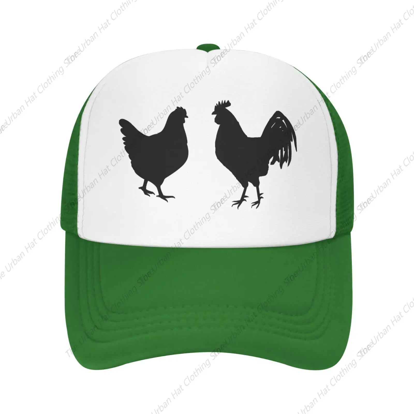 Rooster and Chicken Ball Hat Breathable Mesh Cap for Men Women, Adjustable Trucker Hats Baseball Caps