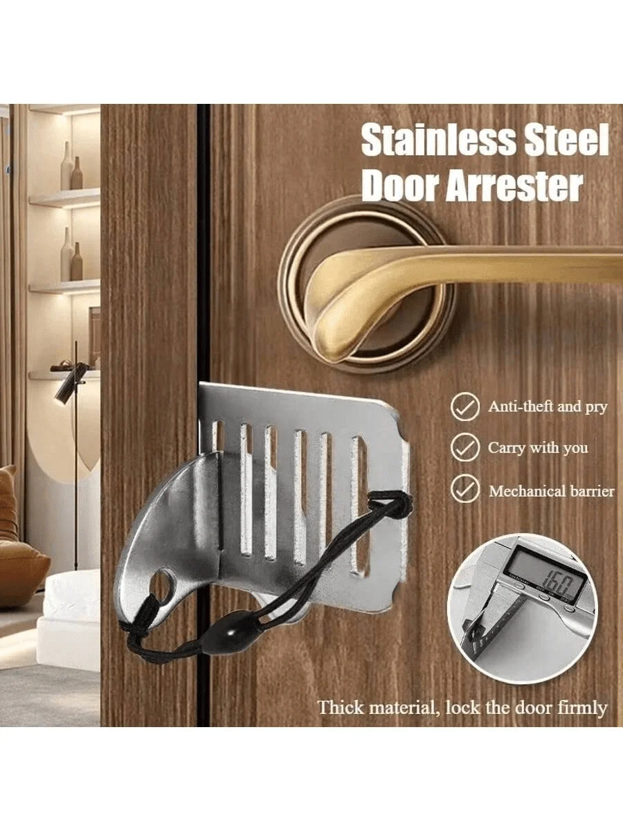 Safety Anti-theft Door Blocker Portable 8cm Stainless Steel Safe Security Tool For Home Privacy Hotel Travel Door Lock Stopper
