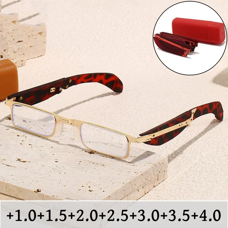 

Vintage Blue Light Blocking Foldable Hyperopia Glasses Fashion Women Men's Far Sight Eyewear Finished Reading Glasses with Box