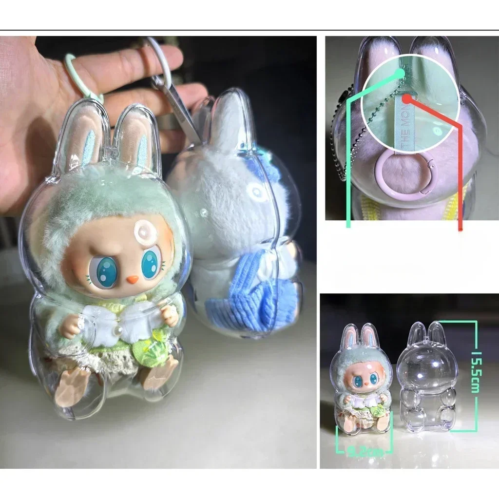 Protective Acrylic Case shell Transparent Portable Cable Organizer Box For Labubu V1 V2 Thickened Doll Bag Keychain Bags