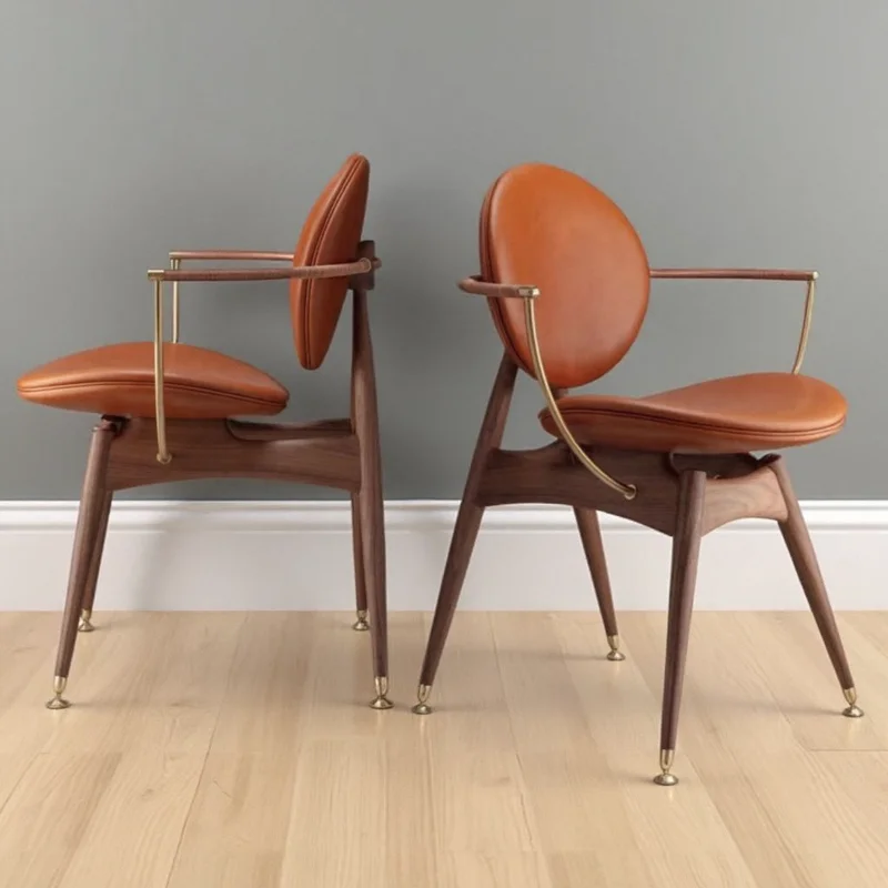 

Italian minimalist chair leather danish dining nordic balcony solid wood chair home designer casual silla comedor furniture