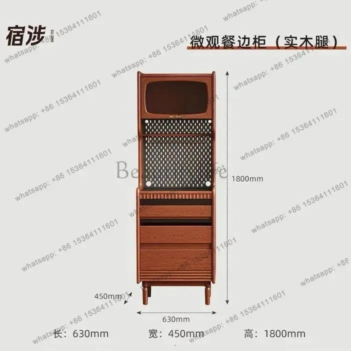 Zj. Nordic solid wood dining side cabinet small apartment living room medieval storage locker