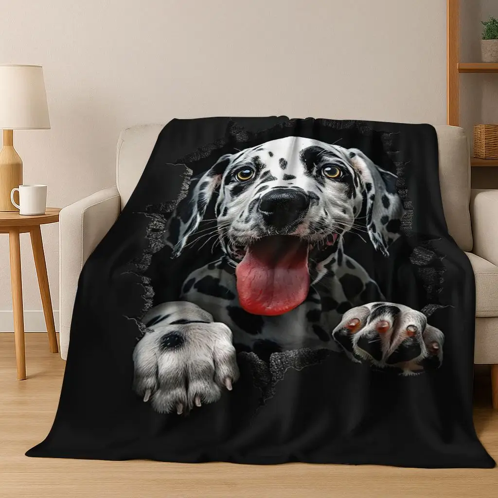 

3D Illusion Breaking Wall Dog Puppy Cute Flannel Blanket,Cozy Soft Throw Blanket for Home Bedroom Bed Sofa Picnic Cover Gift Kid