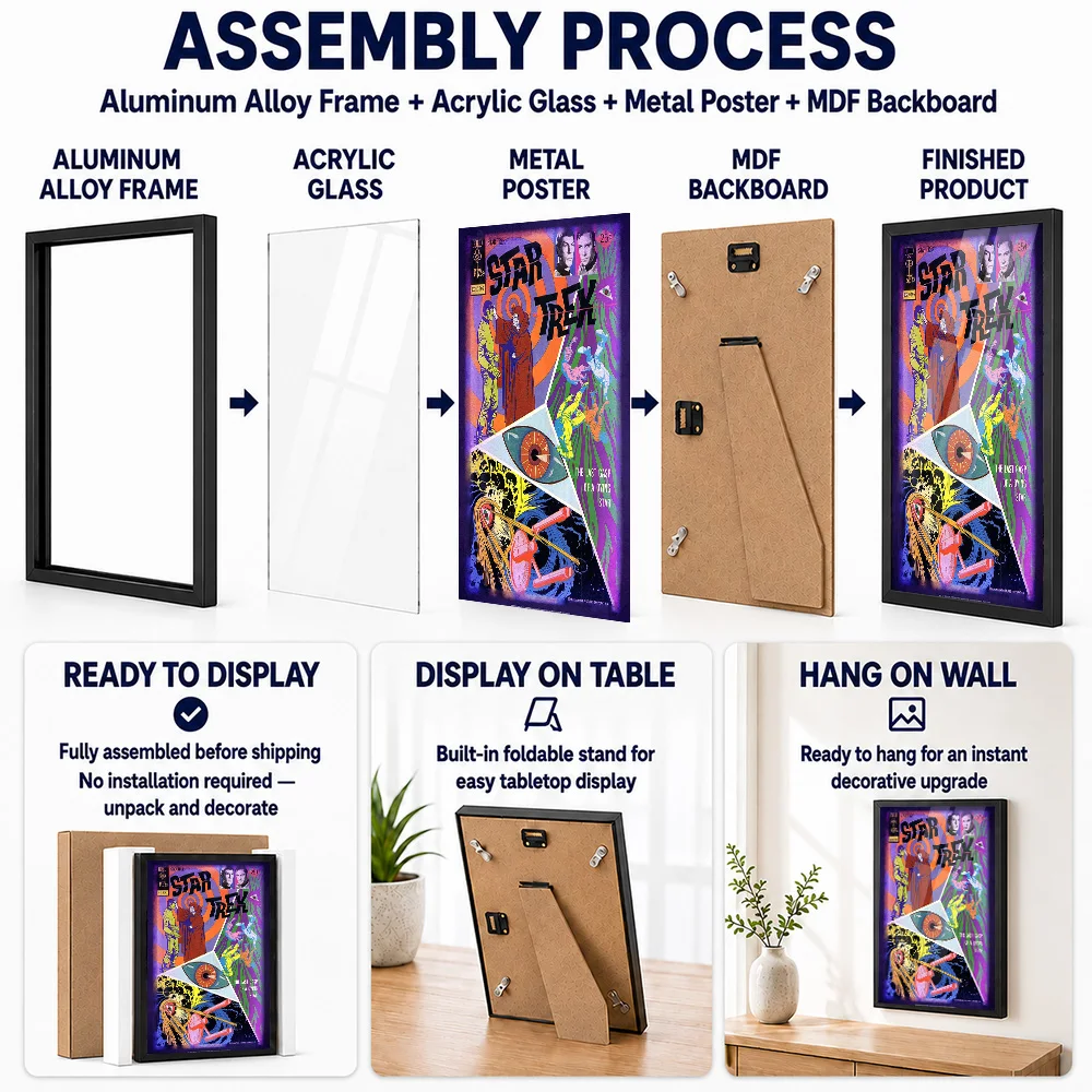 Star Trek Metal Poster With Aluminum Alloy Frame Personalized Photo Futuristic Screen Style Wall Art For Media Room Viewer Gift