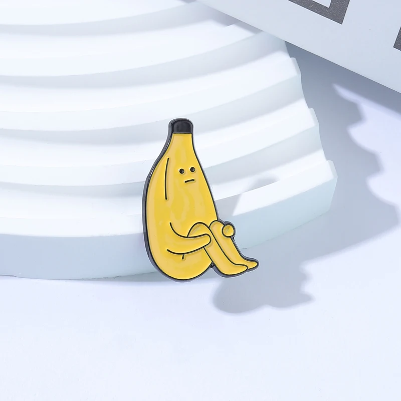 Sad Banana Man Brooch Enamel Pins Humor and Funky Brooches Backpack Lapel Hat Badges Cute Cartoon Anime Jewelry Gift for Friends