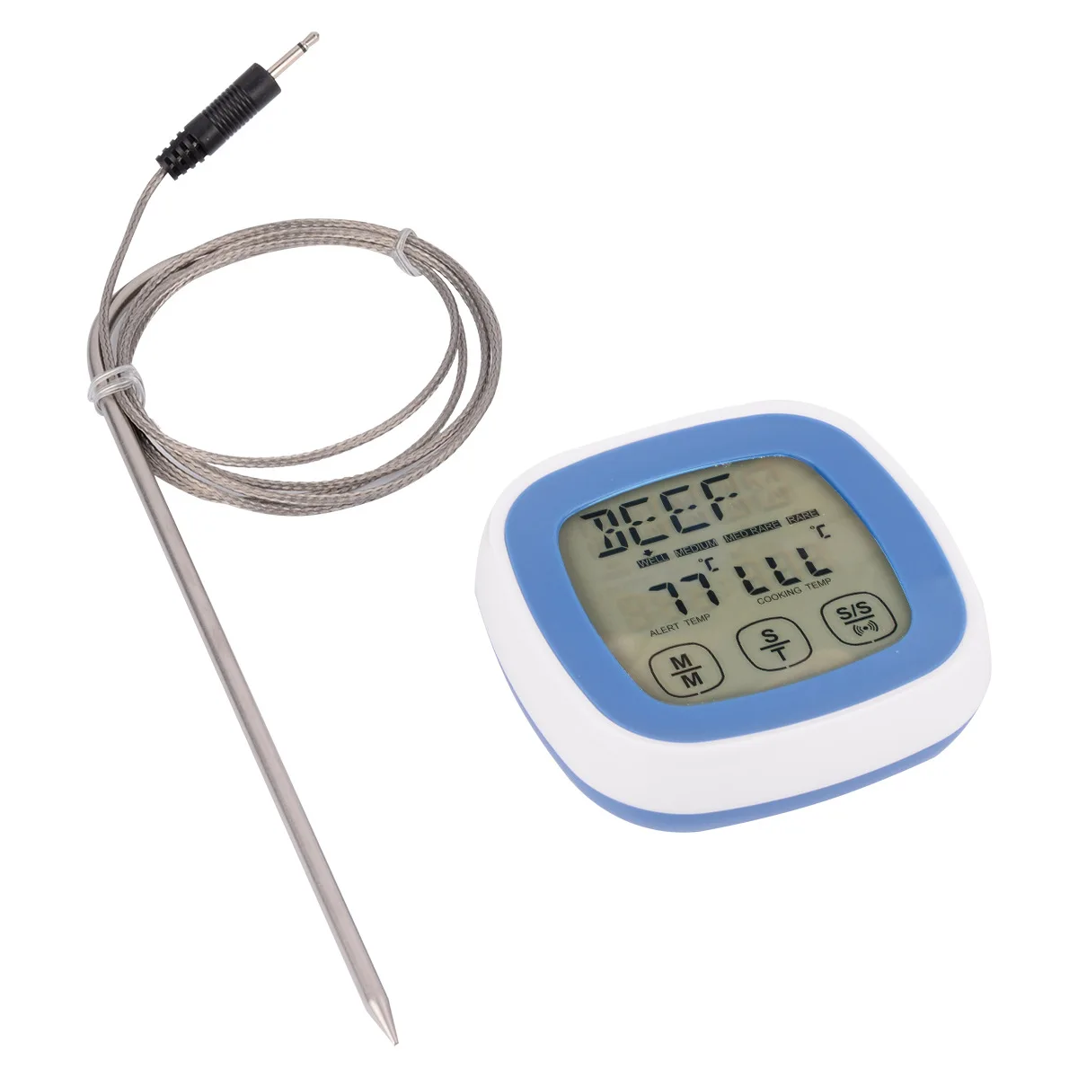 Touch-Screen Food Thermometer with Timer & Alarm - For Kitchen Food Temperature Monitoring