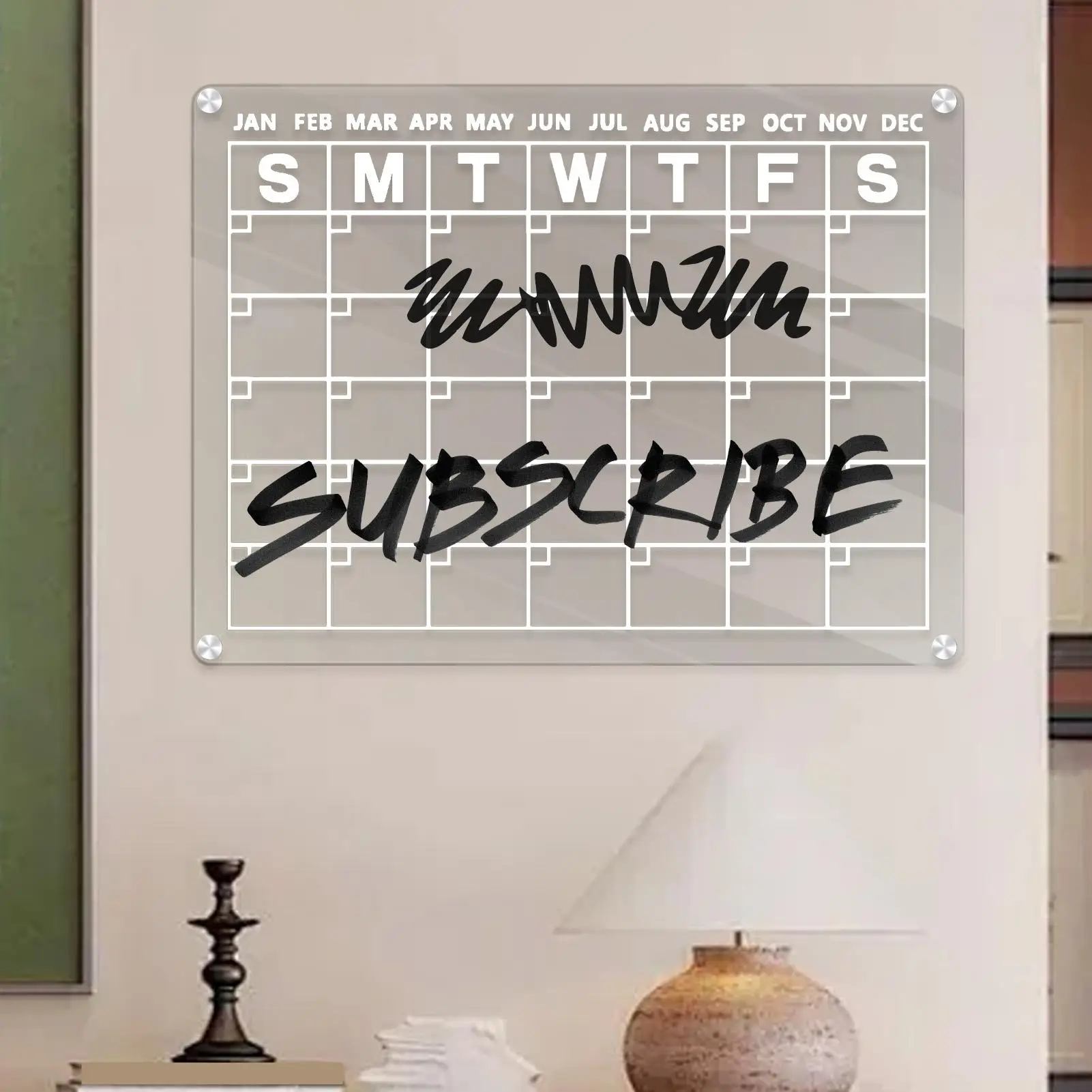 アクリルカレンダー冷蔵庫用ドライイレース冷蔵庫カレンダーマグネットクリアボードスケジュールホワイトボード冷蔵庫用マーカー6本付き