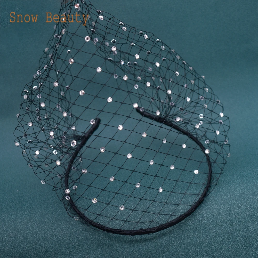 Jm06 Bruiloft Birdcage Sluier Blusher Sluier Witte Hoofdband Sluier Voor Bruids Fascinators Zwart Gezicht Net Masker Versluiert Vrouwen Haar Sieraden