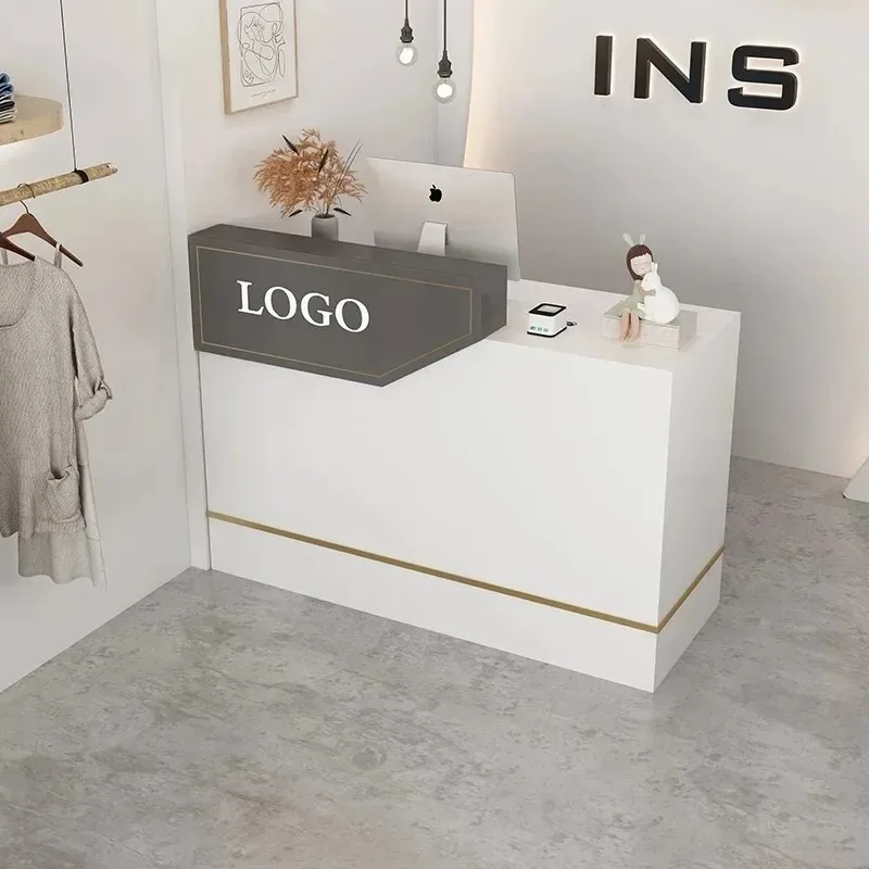 Beauty Cute Reception Desk Professional Storage Design Cool Bar Counter Retro Center Resepsiyon Masası Commercial Furniture