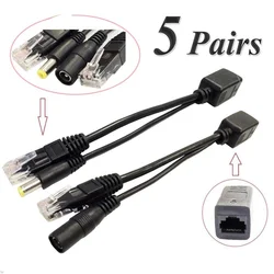 10 adet (5 çift) POE ayırıcı POE anahtarı POE kablo adaptörü bant 5V 12V 24V 48V güç uzatma kablosu 5.5*2.1mm