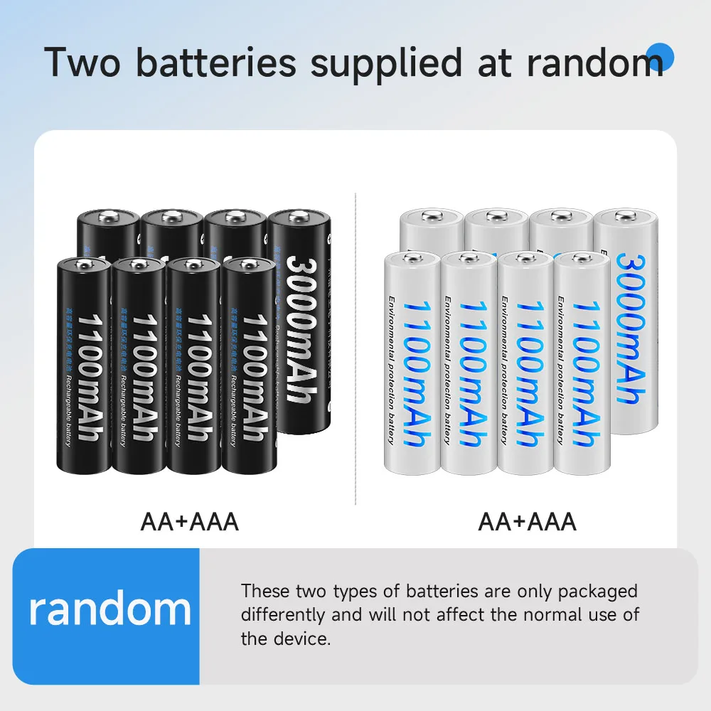 1.2 فولت AA 3000mah 1.2 فولت AAA 1100mah Ni-Mh Nimh بطارية نيكل ميتال هيبريد بطارية قابلة للشحن مع 4 فتحات LCD الشواحن الذكية لبطاريات AA AAA