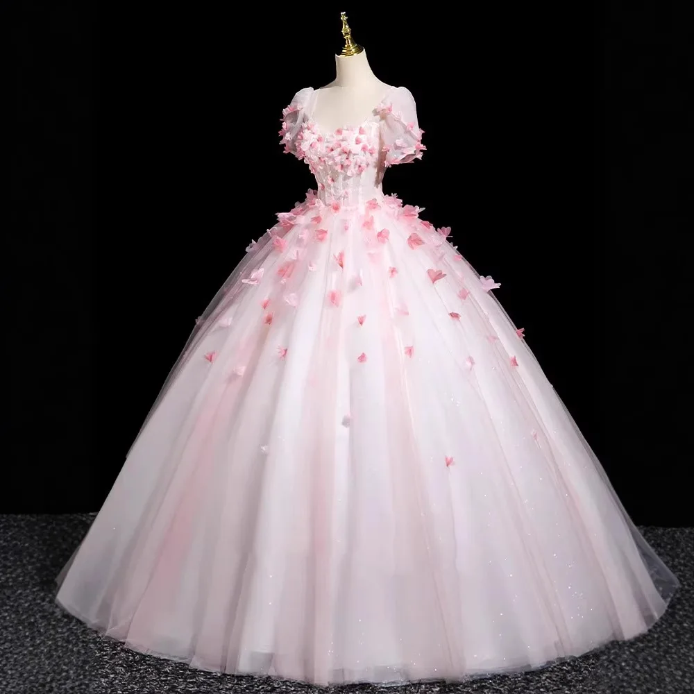 Vestido de baile personalizado, vestidos quinceanera, apliques de tule, renda, costas, baile, festa de aniversário, ocasião formal