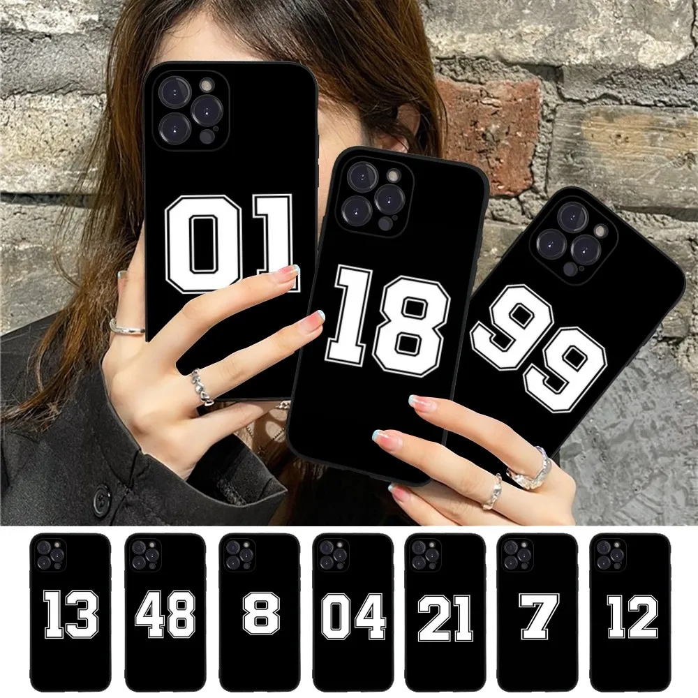 Number Football Phone Case Silicone Soft for iphone 15 14 13 12 11 Pro Mini XS MAX 8 7 6 Plus X XS XR Cover