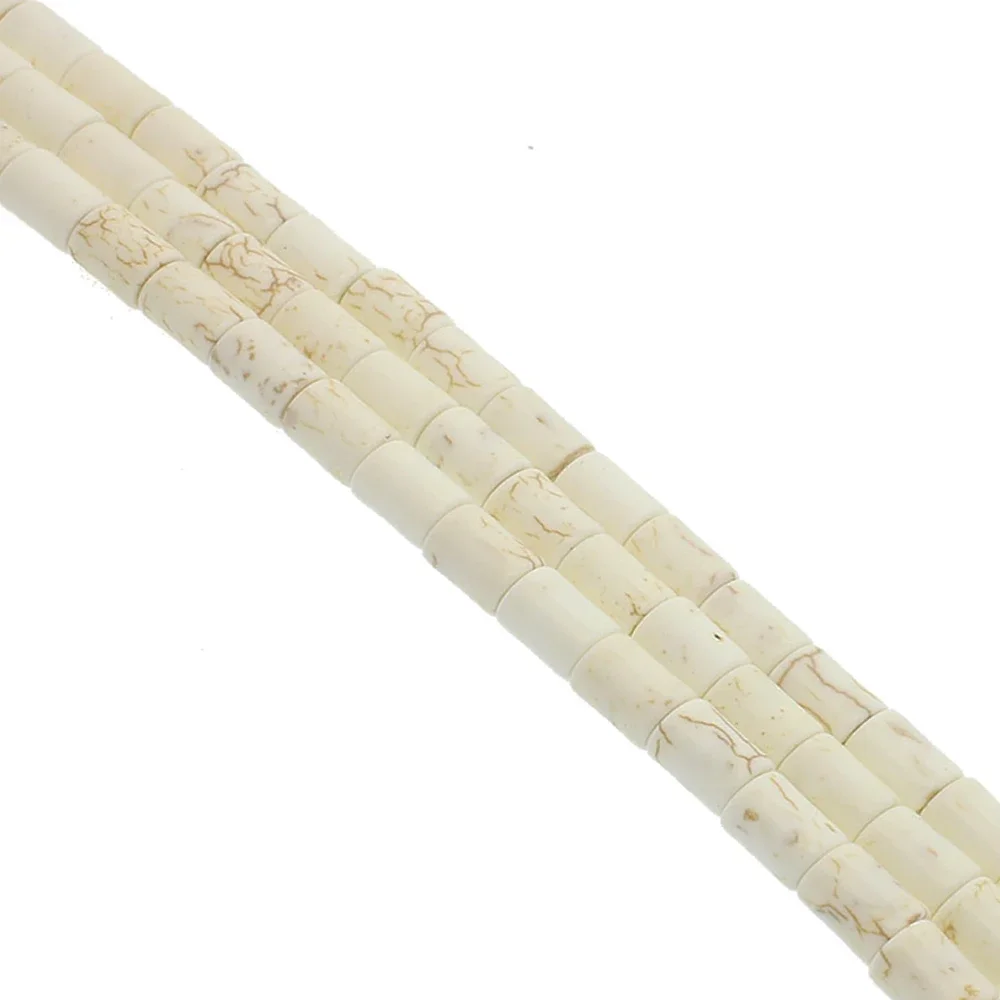 White Howlite Natural Stone Necklace Beads Cylindrical Pine Stone Round Tube Beads for Jewelry Making DIY Bracelet Accessories