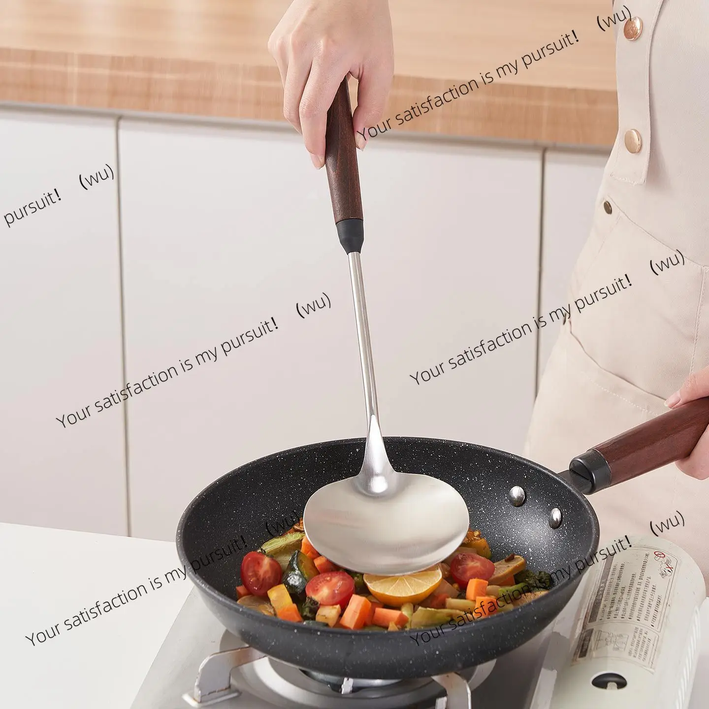 304 stainless steel walnut mushroom spatula, spatula, large household stir-fry spoon, iron shovel,spoon for stir-frying iron pot