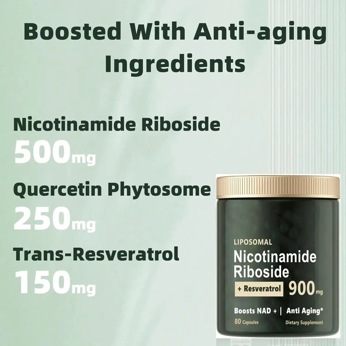 NAD+ Supplement Liposomal Nicotinamide Riboside 900mg NAD+ Supplement Nicotinamide Riboside for Energy, Focus (80 Capsules) 1PCS