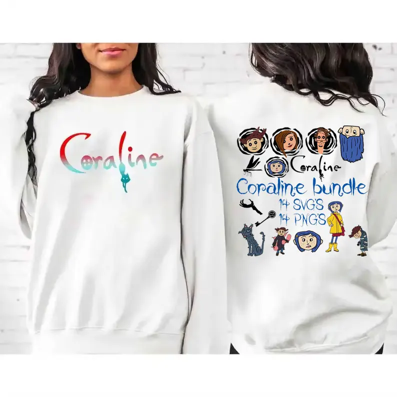 Coraline Spooky Movie Halloween Halloween Sweatshirt Coraline Movie Vintage Tee Gifts Streetwear Women Sweatshirts Clothes